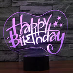 Lampe de bureau créative à stéréoscopie visuelle 7 couleurs, veilleuse style joyeux anniversaire