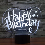 Lampe de bureau créative à stéréoscopie visuelle 7 couleurs, veilleuse style joyeux anniversaire