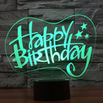 Lampe de bureau créative à stéréoscopie visuelle 7 couleurs, veilleuse style joyeux anniversaire