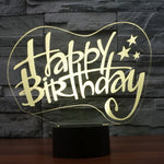 Lampe de bureau créative à stéréoscopie visuelle 7 couleurs, veilleuse style joyeux anniversaire