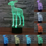 Lampe de bureau créative à stéréoscopie visuelle 7 couleurs, veilleuse style cerf