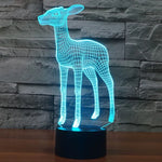 Lampe de bureau créative à stéréoscopie visuelle 7 couleurs, veilleuse style cerf