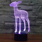 Lampe de bureau créative à stéréoscopie visuelle 7 couleurs, veilleuse style cerf