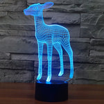 Lampe de bureau créative à stéréoscopie visuelle 7 couleurs, veilleuse style cerf