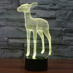 Lampe de bureau créative à stéréoscopie visuelle 7 couleurs, veilleuse style cerf