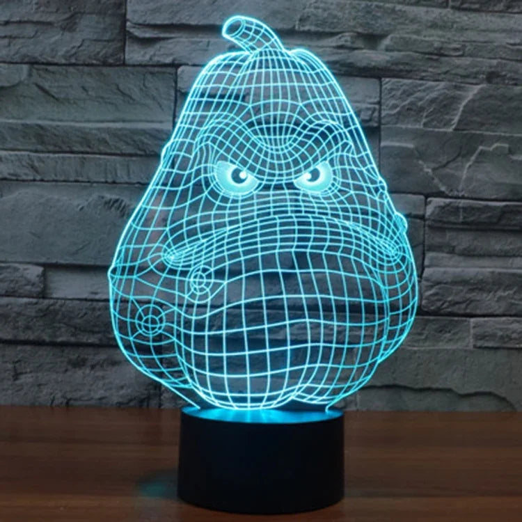 Lampe de bureau créative à stéréoscopie visuelle 7 couleurs avec décoloration, lampe de nuit, style gourde blanche