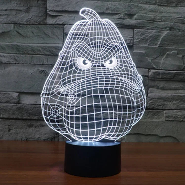 Lampe de bureau créative à stéréoscopie visuelle 7 couleurs avec décoloration, lampe de nuit, style gourde blanche