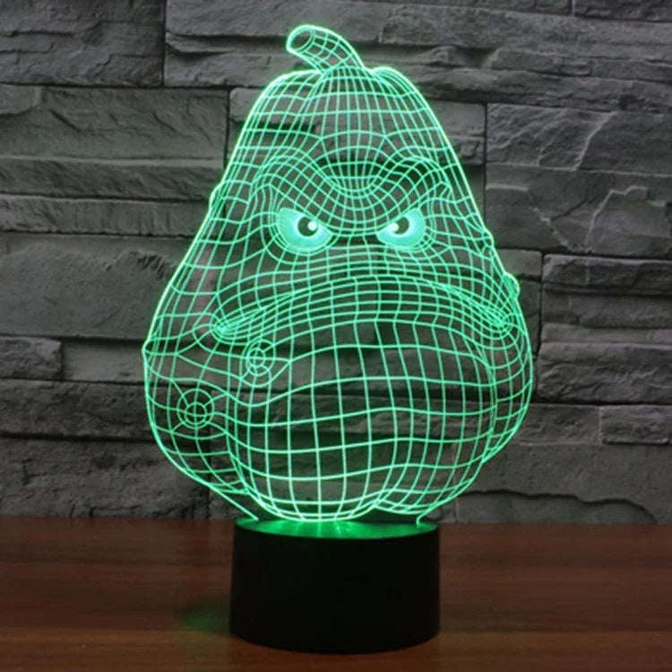 Lampe de bureau créative à stéréoscopie visuelle 7 couleurs avec décoloration, lampe de nuit, style gourde blanche