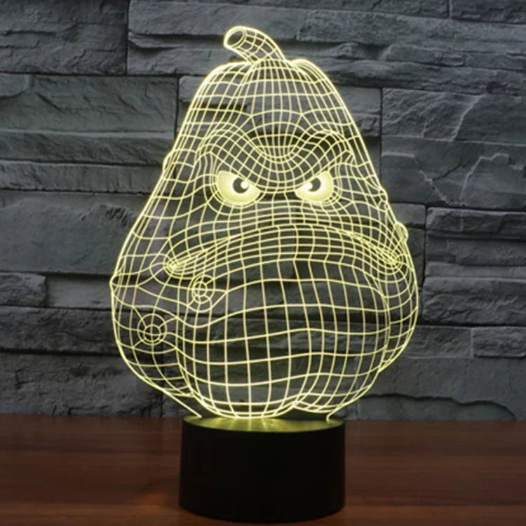 Lampe de bureau créative à stéréoscopie visuelle 7 couleurs avec décoloration, lampe de nuit, style gourde blanche