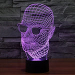 Lampe de bureau créative stéréo visuelle à décoloration 7 couleurs, Veilleuse, Taille du produit: 23,6 x 14,0 x 8,7 cm, Style Homme à lunettes