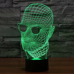 Lampe de bureau créative stéréo visuelle à décoloration 7 couleurs, Veilleuse, Taille du produit: 23,6 x 14,0 x 8,7 cm, Style Homme à lunettes