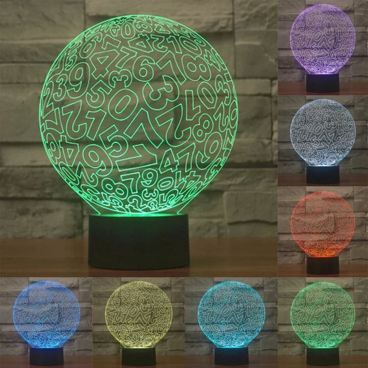 Lampe de table créative 3D à décoloration en 7 couleurs, lampe de chevet, style chiffres
