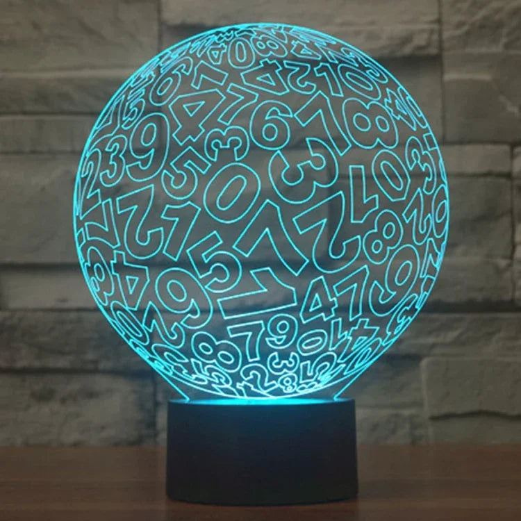 Lampe de table créative 3D à décoloration en 7 couleurs, lampe de chevet, style chiffres
