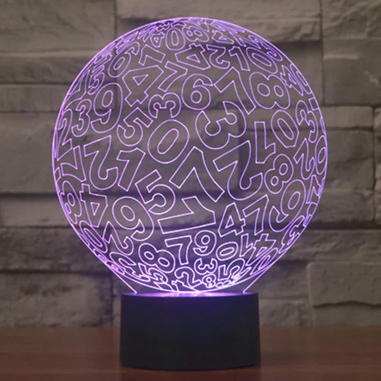 Lampe de table créative 3D à décoloration en 7 couleurs, lampe de chevet, style chiffres