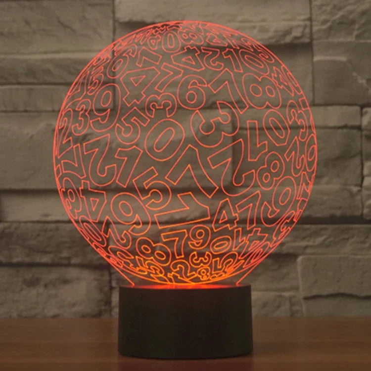 Lampe de table créative 3D à décoloration en 7 couleurs, lampe de chevet, style chiffres