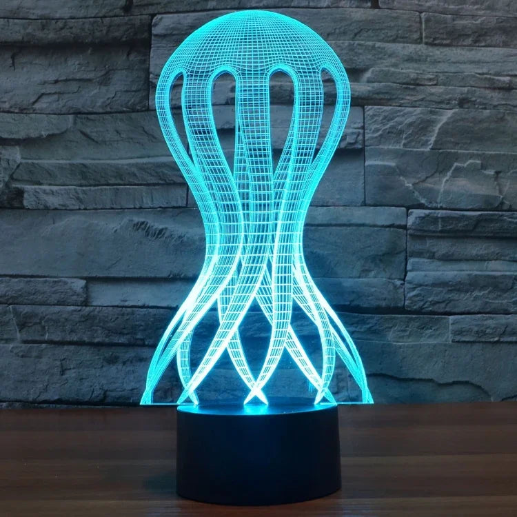 Lampe de bureau créative visuelle stéréo à 7 couleurs, lampe de nuit, style acalèphe