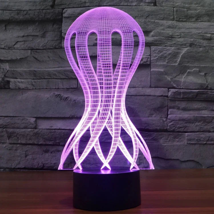 Lampe de bureau créative visuelle stéréo à 7 couleurs, lampe de nuit, style acalèphe