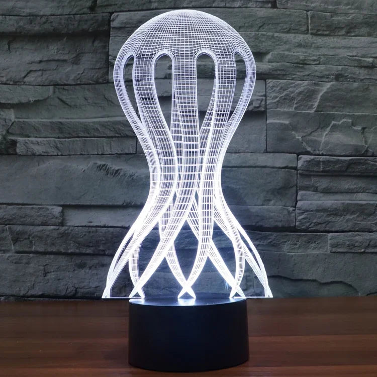 Lampe de bureau créative visuelle stéréo à 7 couleurs, lampe de nuit, style acalèphe