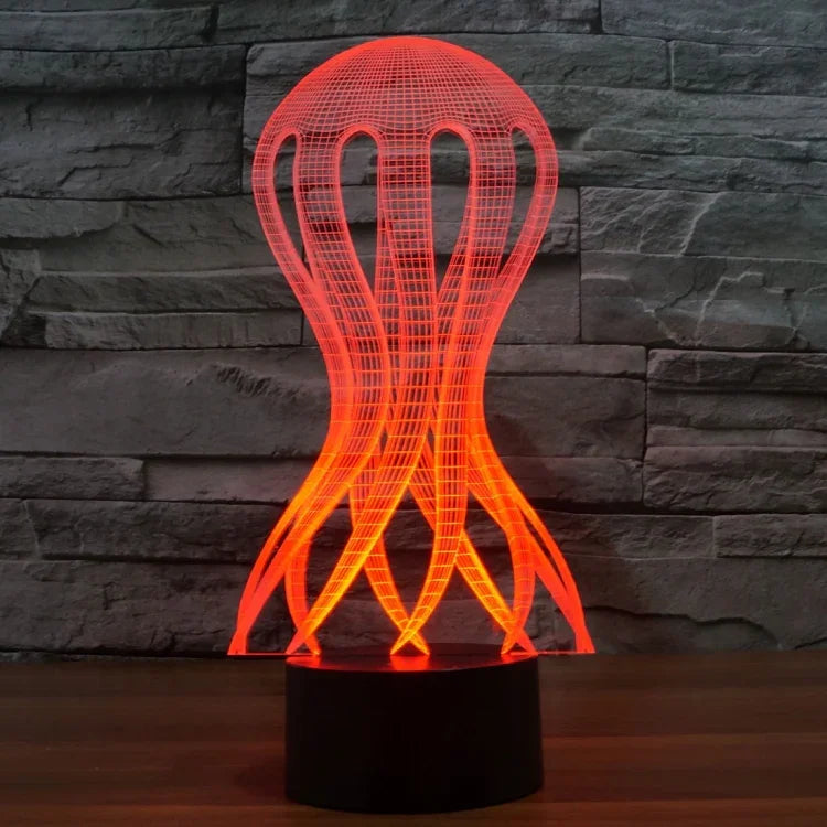 Lampe de bureau créative visuelle stéréo à 7 couleurs, lampe de nuit, style acalèphe
