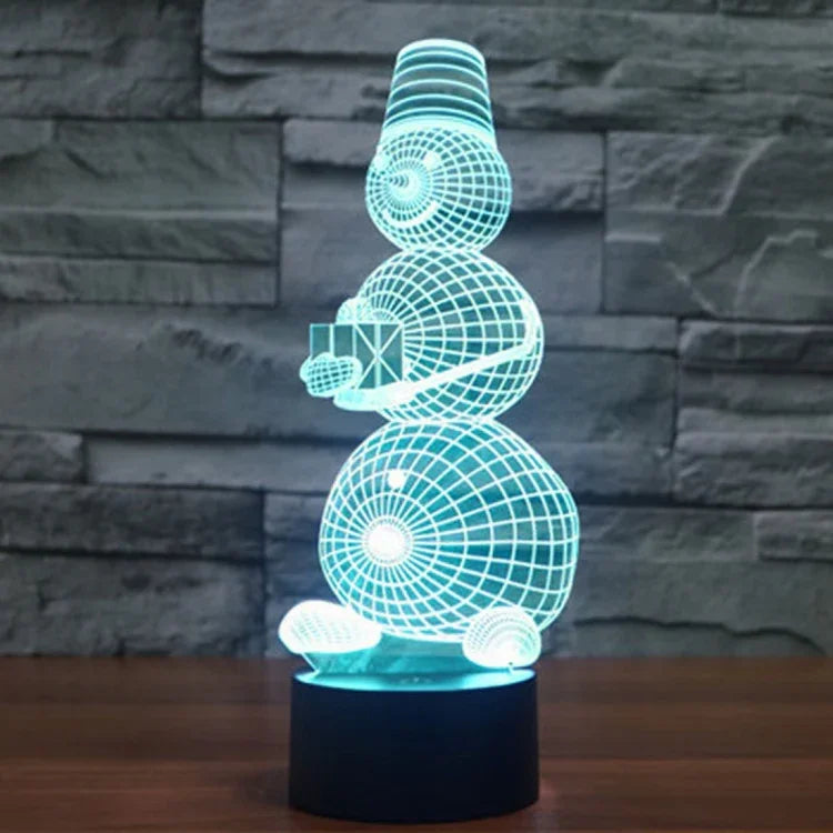 Lampe de bureau créative visuelle stéréo à 7 couleurs, lampe de nuit, modèle bonhomme de neige 2