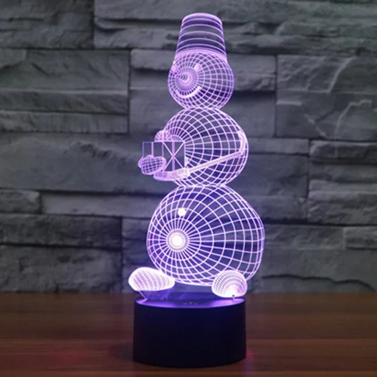 Lampe de bureau créative visuelle stéréo à 7 couleurs, lampe de nuit, modèle bonhomme de neige 2