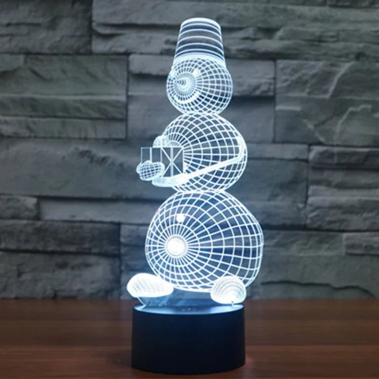 Lampe de bureau créative visuelle stéréo à 7 couleurs, lampe de nuit, modèle bonhomme de neige 2