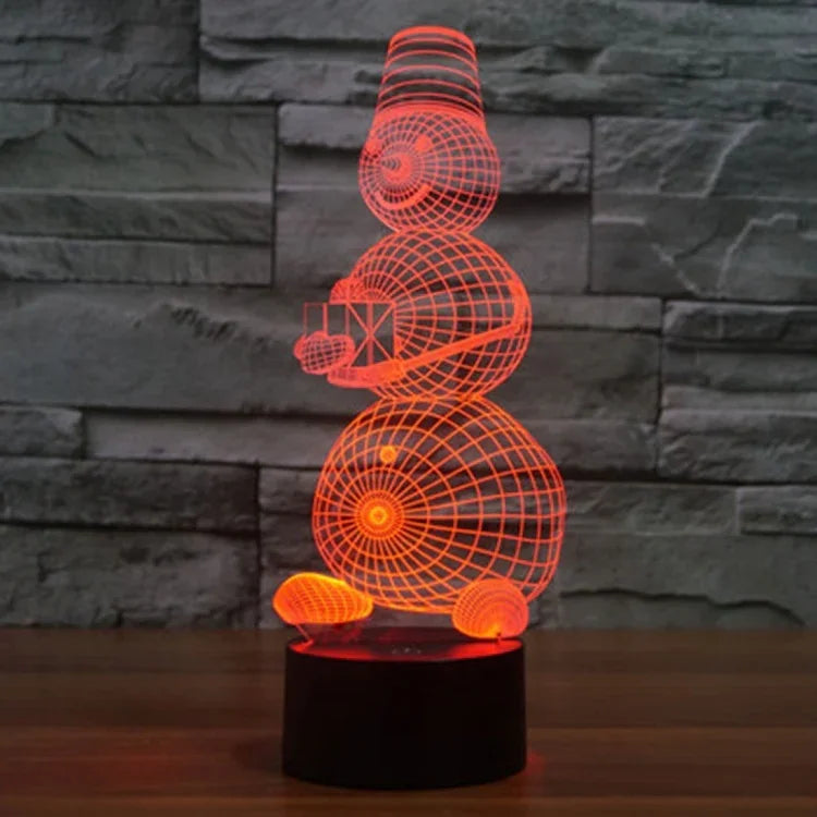 Lampe de bureau créative visuelle stéréo à 7 couleurs, lampe de nuit, modèle bonhomme de neige 2