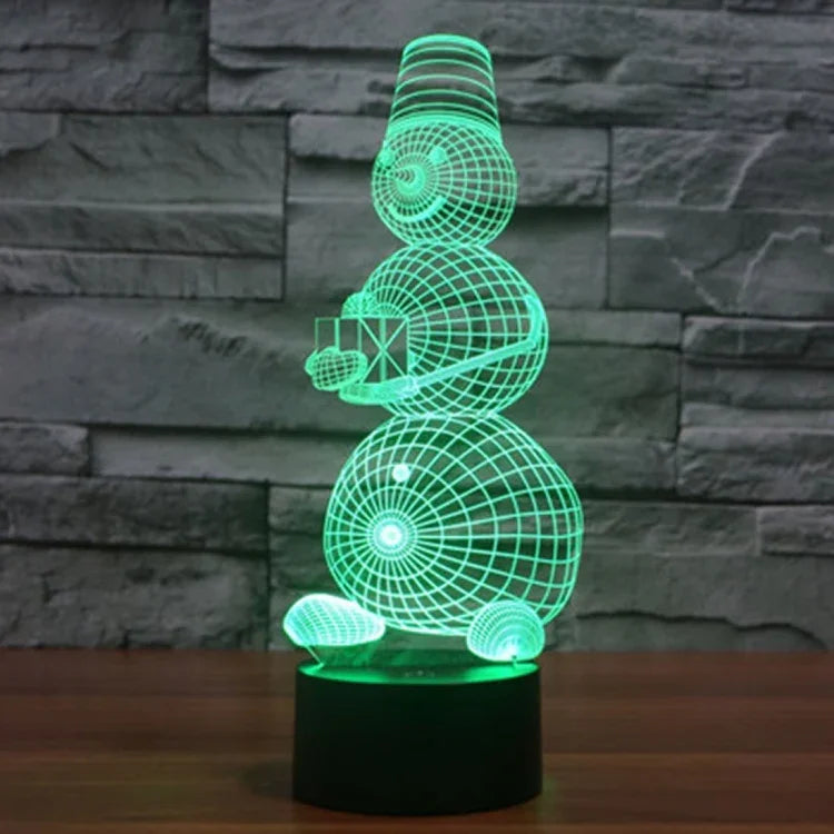 Lampe de bureau créative visuelle stéréo à 7 couleurs, lampe de nuit, modèle bonhomme de neige 2