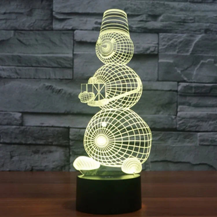 Lampe de bureau créative visuelle stéréo à 7 couleurs, lampe de nuit, modèle bonhomme de neige 2