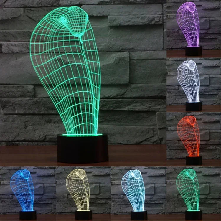 Lampe de bureau lumineuse à stéréo visuelle créative 7 couleurs, Veilleuse de style Cobra