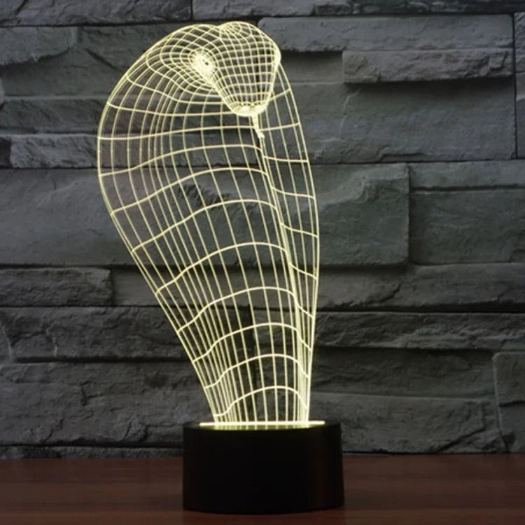 Lampe de bureau lumineuse à stéréo visuelle créative 7 couleurs, Veilleuse de style Cobra