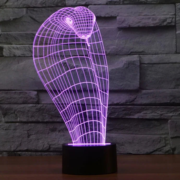 Lampe de bureau lumineuse à stéréo visuelle créative 7 couleurs, Veilleuse de style Cobra