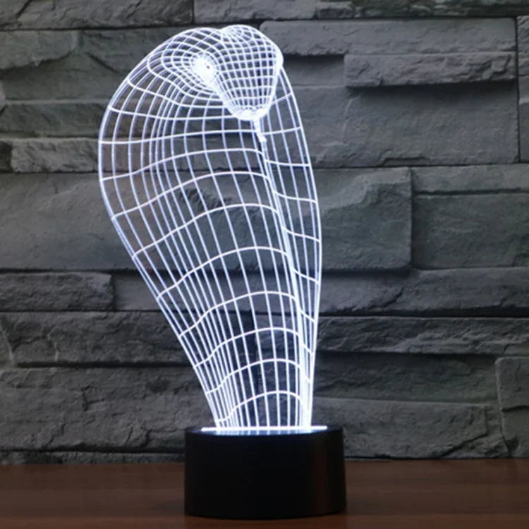 Lampe de bureau lumineuse à stéréo visuelle créative 7 couleurs, Veilleuse de style Cobra