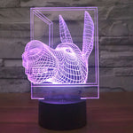 Lampe de bureau créative en forme d'âne, lumière de nuit, à effets visuels 3D, 7 couleurs