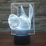 Lampe de bureau créative en forme d'âne, lumière de nuit, à effets visuels 3D, 7 couleurs