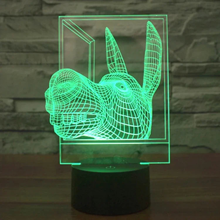 Lampe de bureau créative en forme d'âne, lumière de nuit, à effets visuels 3D, 7 couleurs