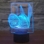 Lampe de bureau créative en forme d'âne, lumière de nuit, à effets visuels 3D, 7 couleurs