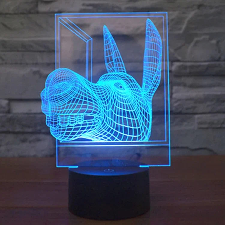 Lampe de bureau créative en forme d'âne, lumière de nuit, à effets visuels 3D, 7 couleurs