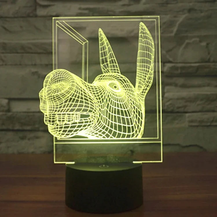 Lampe de bureau créative en forme d'âne, lumière de nuit, à effets visuels 3D, 7 couleurs