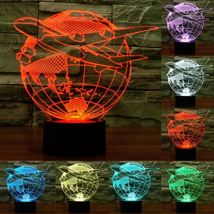 Lampe de chevet créative en 3D avec 7 couleurs changeantes, lampe de bureau, veilleuse, style "Fly out of Asia"