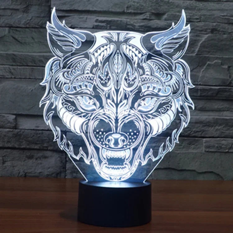 Veilleuse de bureau créative en forme de léopard avec décoloration en 7 couleurs, lampe stéréo visuelle