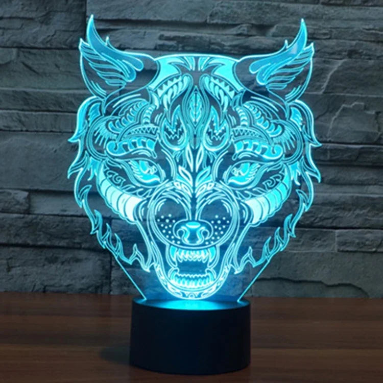 Veilleuse de bureau créative en forme de léopard avec décoloration en 7 couleurs, lampe stéréo visuelle