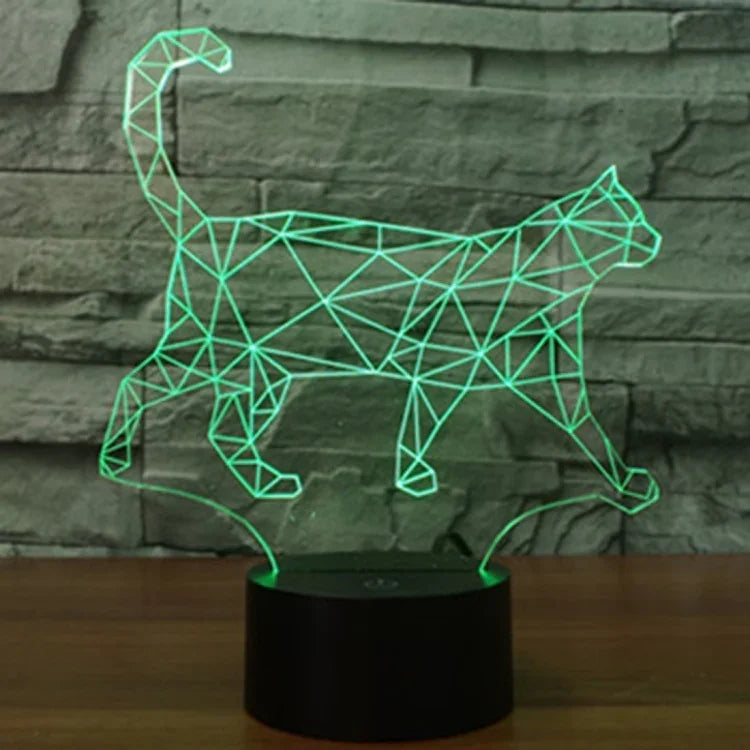 Lampe de Bureau et Veilleuse Stéréo Visuelle Créative 7 Couleurs, Forme Chat qui Marche