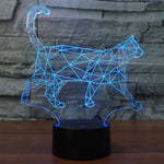 Lampe de Bureau et Veilleuse Stéréo Visuelle Créative 7 Couleurs, Forme Chat qui Marche