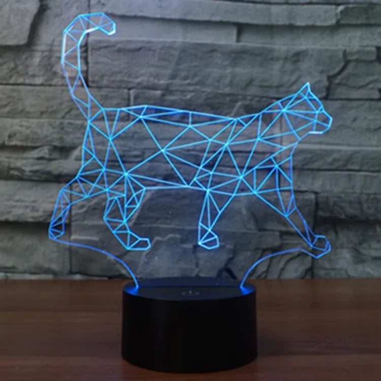 Lampe de Bureau et Veilleuse Stéréo Visuelle Créative 7 Couleurs, Forme Chat qui Marche