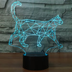 Lampe de Bureau et Veilleuse Stéréo Visuelle Créative 7 Couleurs, Forme Chat qui Marche