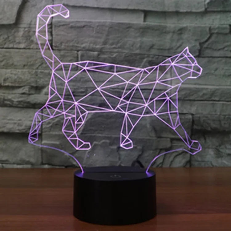 Lampe de Bureau et Veilleuse Stéréo Visuelle Créative 7 Couleurs, Forme Chat qui Marche