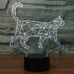 Lampe de Bureau et Veilleuse Stéréo Visuelle Créative 7 Couleurs, Forme Chat qui Marche