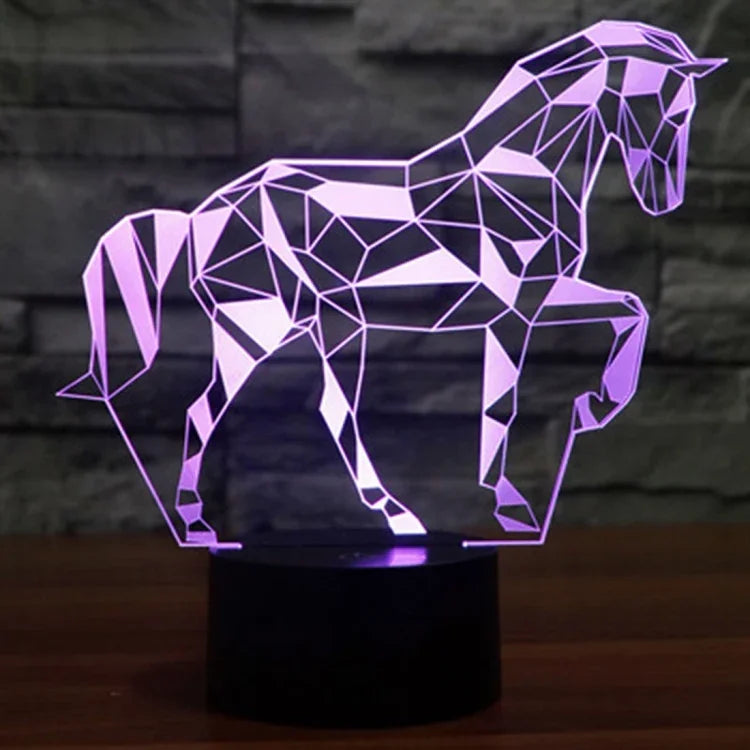 Lampe de bureau créative en 3D à couleurs changeantes, veilleuse, en forme de cheval
