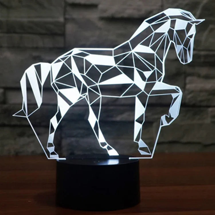 Lampe de bureau créative en 3D à couleurs changeantes, veilleuse, en forme de cheval